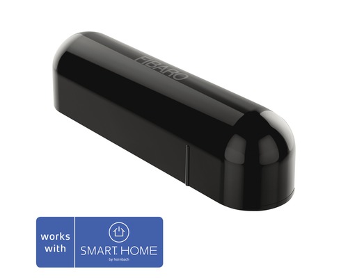 Dörr-/fönsterkontakt FIBARO svart SMART HOME by hornbach med temperatursensor Fibaro logotyp rörelsesensor och Smart Home by Hornbach sigill