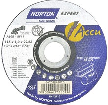 Norton Expert kapskiva, 115 x 1,0 x 22,23 millimeter, lämplig för batteridrivna maskiner