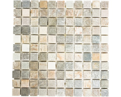 Mosaik natursten XQM 10XS 30,5x30,5 cm beige/grå Mosaikplatta av natursten för inomhusbruk