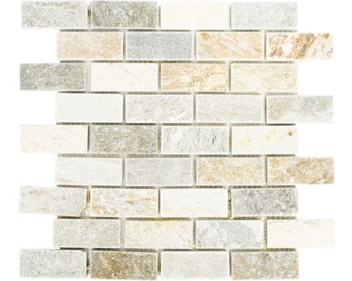 Mosaik natursten XQM 13IL 30,5x30,5 cm beige/grå Naturstensmosaikplatta i tegelmönster