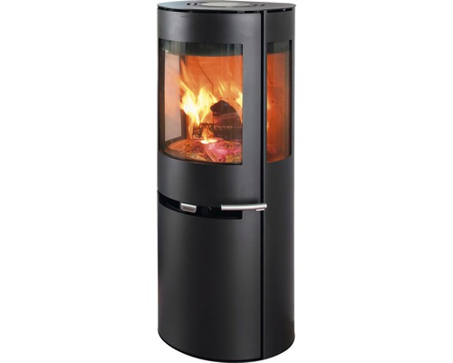 Kamin med ved och lågor