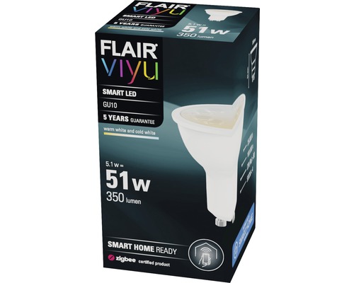 FLAIR Viyu GU10 LED-lampa med fem års garanti i förpackning