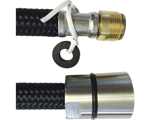 Duschslang med anslutningar i metall och plast