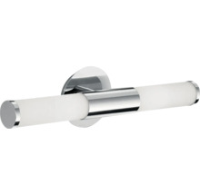 Tvåarmad krombadrumslampa med vit lampskärm