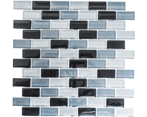 Mosaik glas XCM B899 31x32,2 cm grå/svart