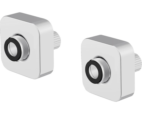 AVITAL Excenteranslutning med täckbricka fyrkantig 1/2"x3/4" förkromad 2 styck Två metalliska vinkelventiler med fyrkantig rosett