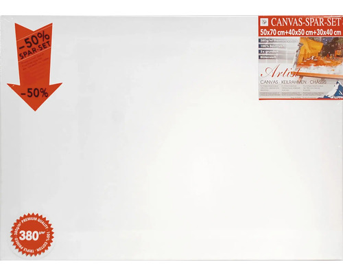 Dukpaket med måtten 50x70 cm, 40x50 cm och 30x40 cm av trippelgrundad bomull