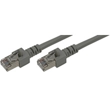 Grå nätverkskabel med RJ45-kontakter i båda ändar.