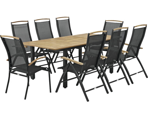 Trädgårdsbordgrupp med åtta stolar för utomhusbruk