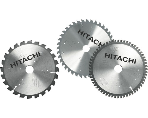 Tre Hitachi-sågblad för träbearbetning