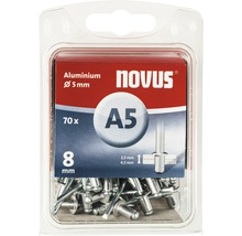 Novus blindnitar A5 aluminium 5 mm, förpackning med 70 stycken