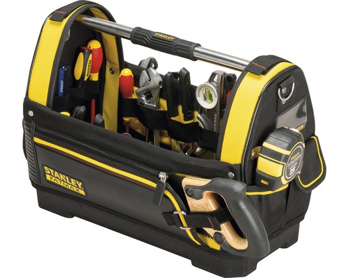 Öppen verktygsväska med verktyg från Stanley Fatmax