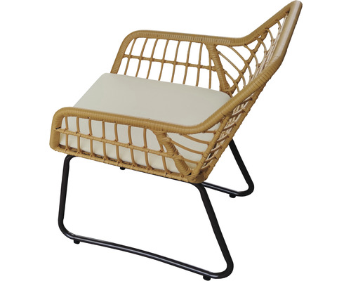 Rottingfåtölj med kudde och metallram