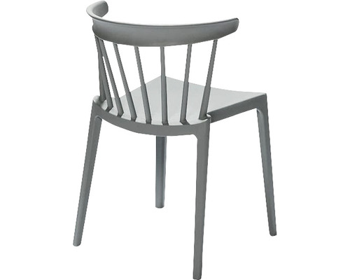 Grå stol med ryggstöd i spjäldesign