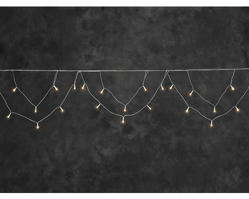 Ljusslinga KONSTSMIDE båge 200 bärnstensfärgade LED 11,25m kabellängd 10m vit kabel 24V/IP44 Ljusslinga med glödlampor