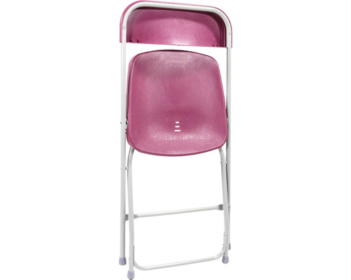 Ihopfälld fällstol med stålram och sits i plast