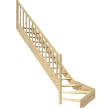 Trätrappa med räcke för inomhusbruk