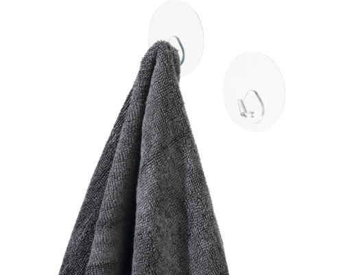 Grå handduk på genomskinlig sugkoppskrok