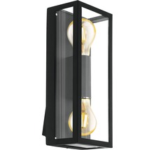 Vägglampa med två glödlampor i en svart metallram