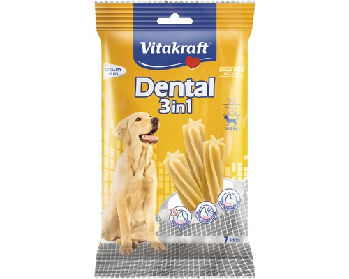 Fodertillskott VITAKRAFT Dental 3in1 medium 180g Vitakraft Dental 3in1 hundgodis för tandvård, 7 stycken