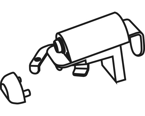 Schematisk representation av en rullhållare för toalettpapper med avtaget lock