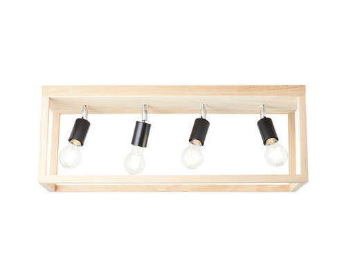 Taklampa i trä med fyra lampor