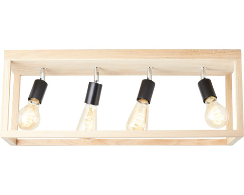 Taklampa med träram och fyra lampor