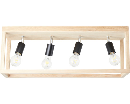 Taklampa med träram och fyra lampor