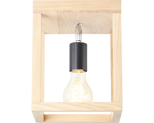 Taklampa med träram och glödlampa