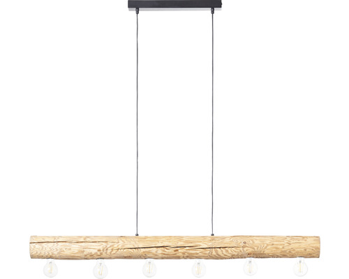 Hänglampa i trä med sex lampor