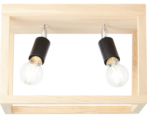 Taklampa med två lampor och träram