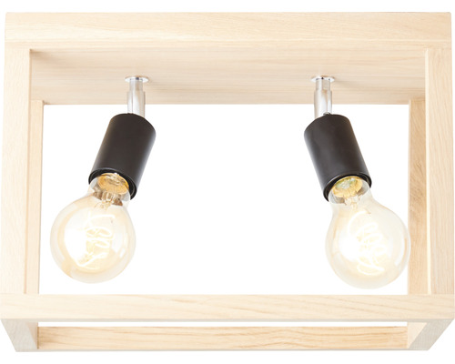 Taklampa med två lampor i träram