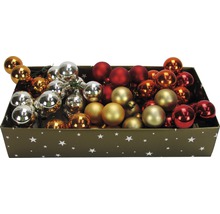 Låda med julgranskulor