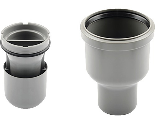 Två grå sifonbrunnar i plast