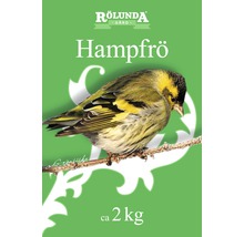 Rölunda hampafrö cirka 2 kg förpackning med fågelillustration