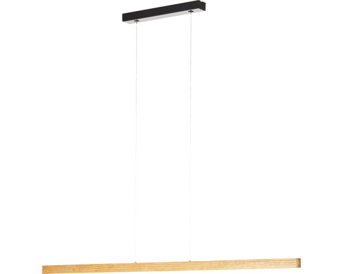 Taklampa med trä och svart upphängning