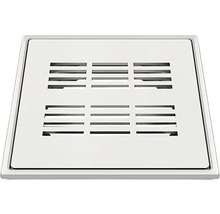 Fyrkantigt duschavlopp i metall med spårdesign