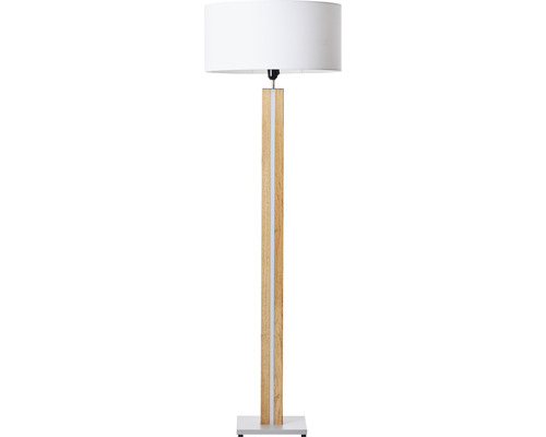 Golvlampa med lampskärm och träfot