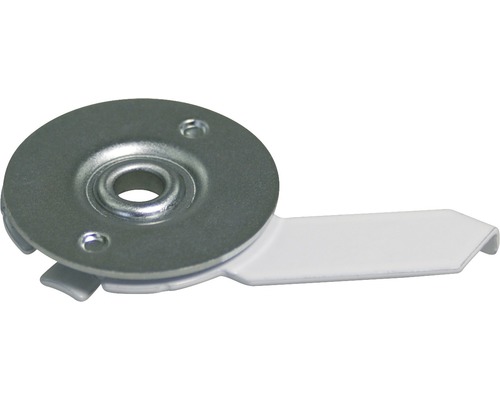 Möbelbeslag med metallskiva och plasttunga