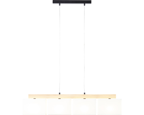 Pendellampa i trä med fyra lampskärmar för inomhusbruk