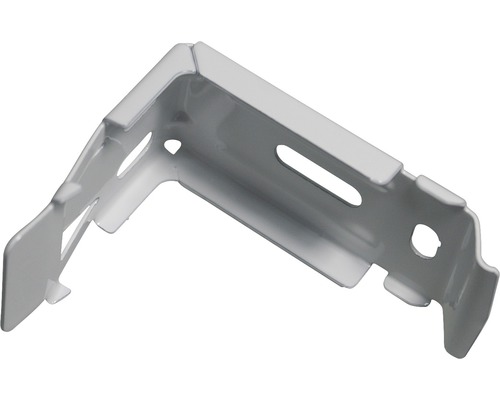 Vinkelbeslag av metall med hål för montering