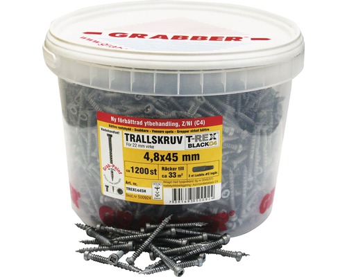 Grabber T-Rex trallskruvar 4,8 x 45 mm i hink