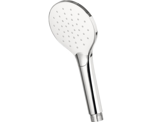 Handdusch av metall med duschhuvud och handtag