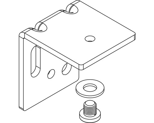 Vinkelbeslag med skruv och bricka