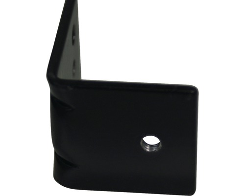 Vinkelbeslag av metall med hål för montering