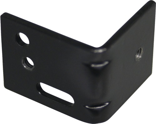 Vinkelbeslag av metall med fästhål