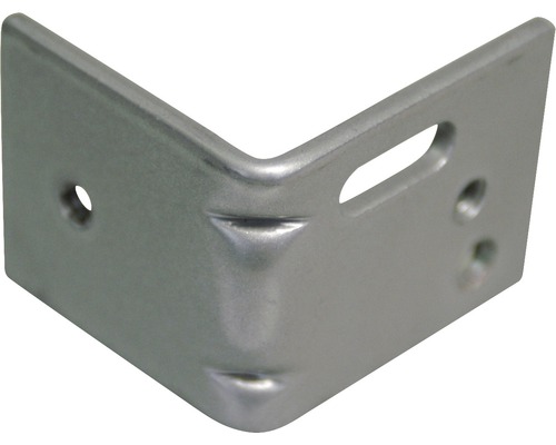 Vinkelbeslag av metall med fästhål