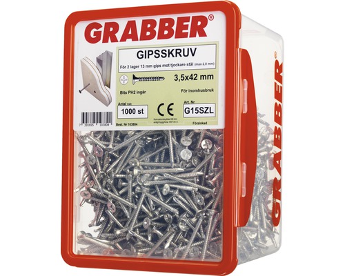 Grabber gipsskruv 3,5x42 mm, 1000 stycken