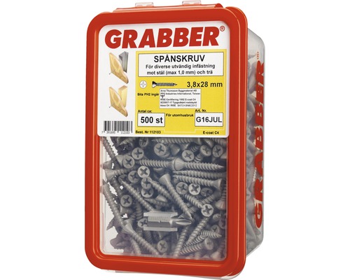 Spånskruv 3,8x28 mm i röd förpackning