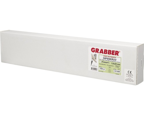 Förpackning med gipsskivskruvar av märket Grabber